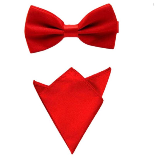 Red Matching Hanky And Dickie Bow Set