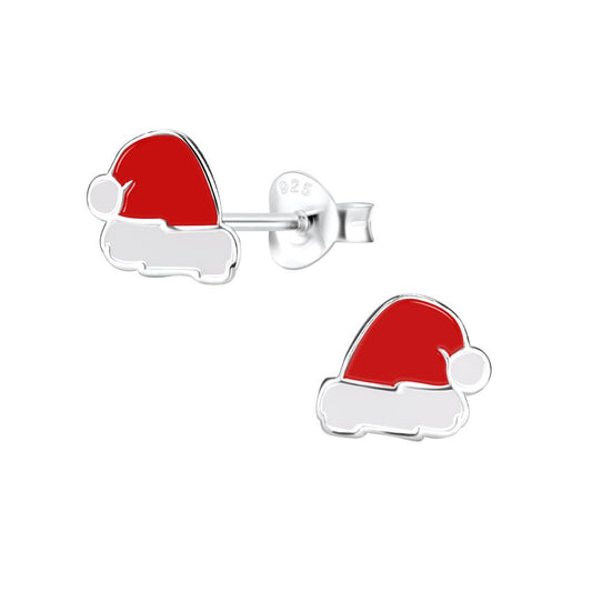 Red Santa Hat Sterling Silver Earrings