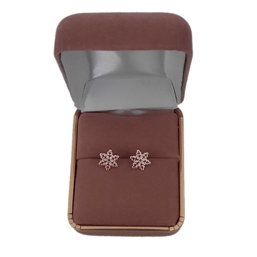 Red Snowflake Sterling Silver Earrings(2)