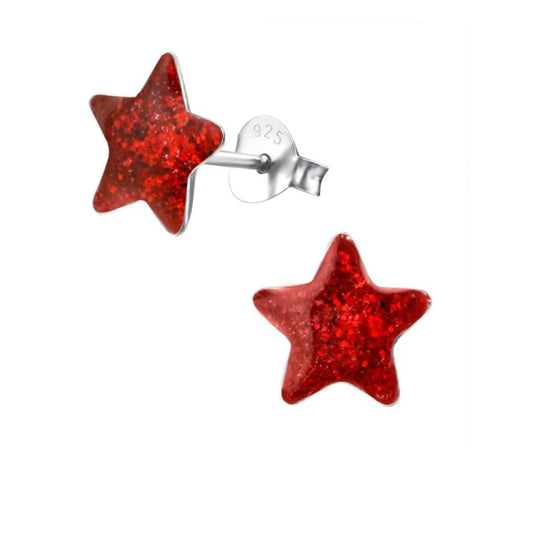 Red Star Sterling Silver Earrings