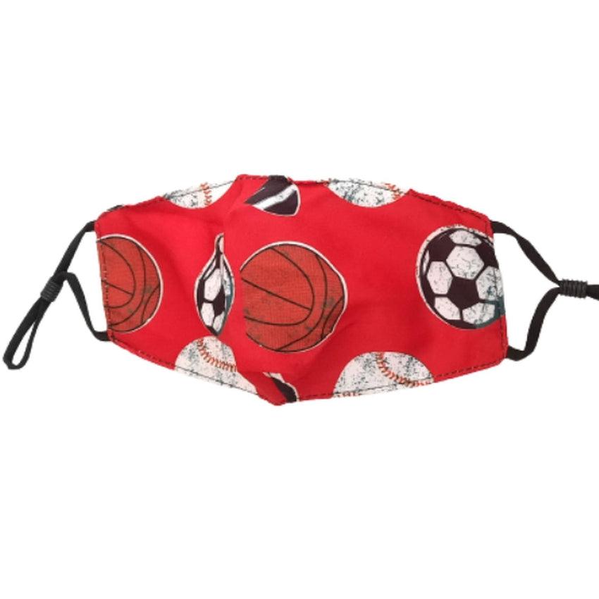 Red With Footballs Younger Childrens Face Mask