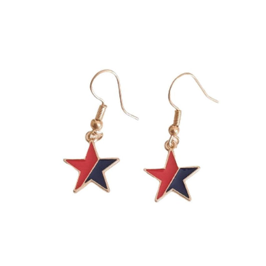 Red And Blue Star Hook Drop Earrings