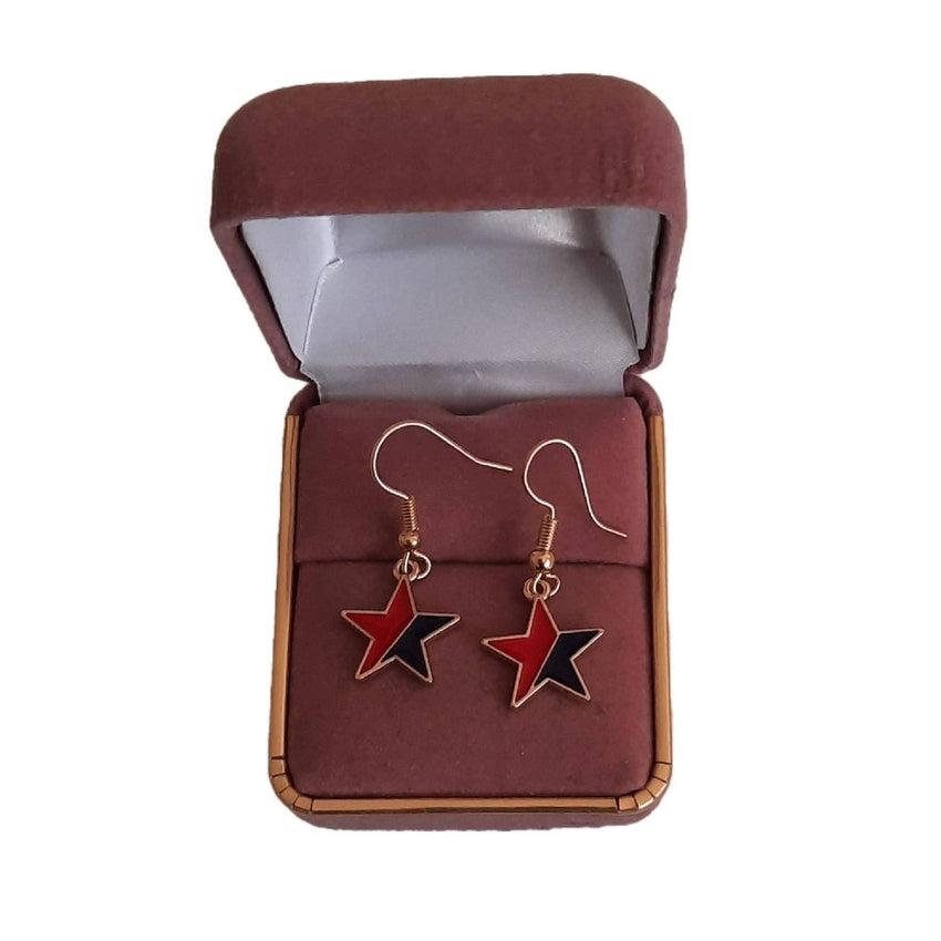 Red And Blue Star Hook Drop Earrings