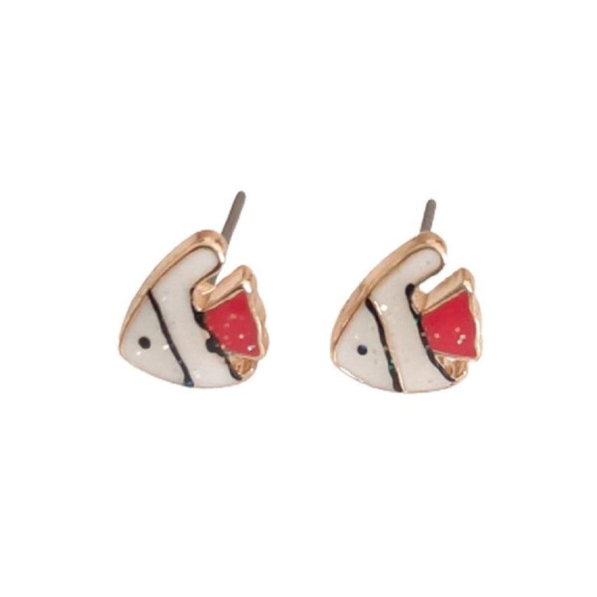 Red And White Angel Fish Hypoallergenic Earrings
