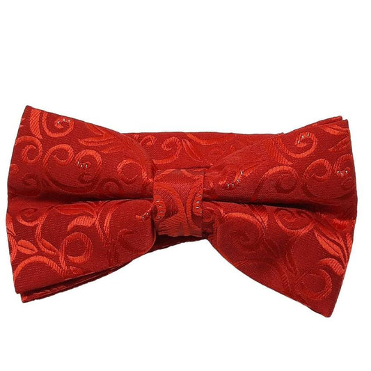 Red Embroidered Thread Patterned Bow Tie