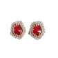 Red Hexagonal Diamante Clip On Earrings