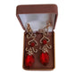 Red Long Chandelier Diamante Clip On Earrings