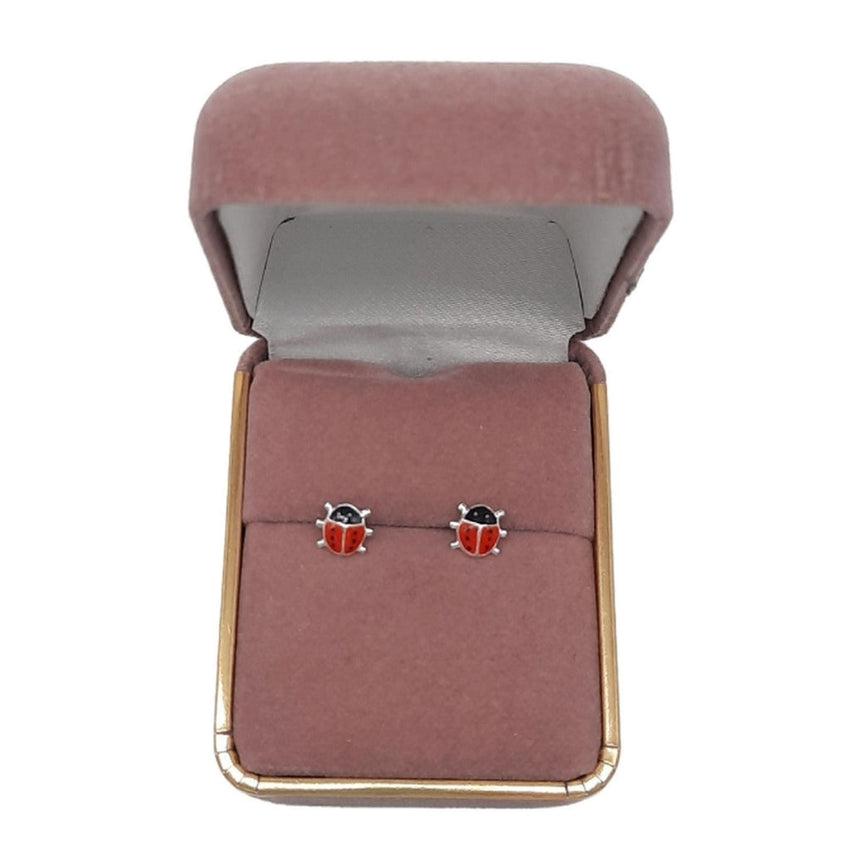 Red Sterling Silver Ladybird Childrens Stud Earrings