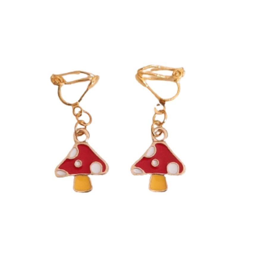 Red Toadstool Clip On Earrings