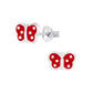 Red With Silver Spots Sterling Silver Butterfly Earrings