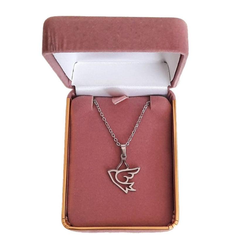 Rhodium Plated Confirmation Dove Of Peace Necklace