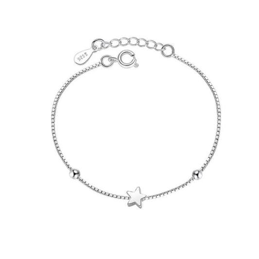 Rhodium Plated Silver Star Bracelet