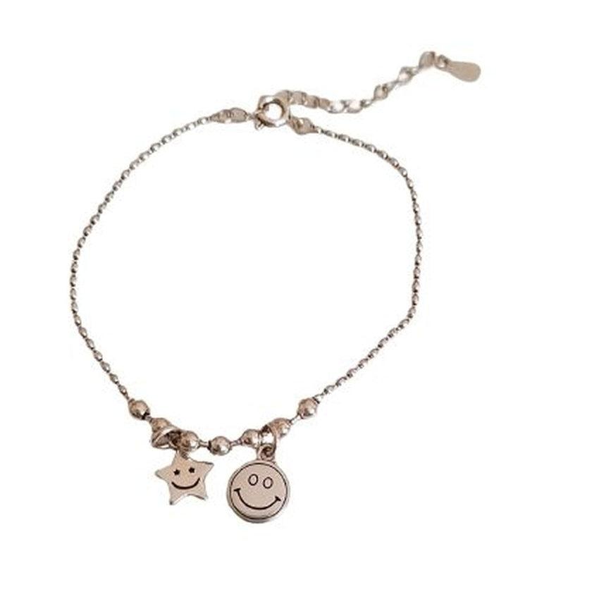 Rhodium Plated Smiley Face Bracelet