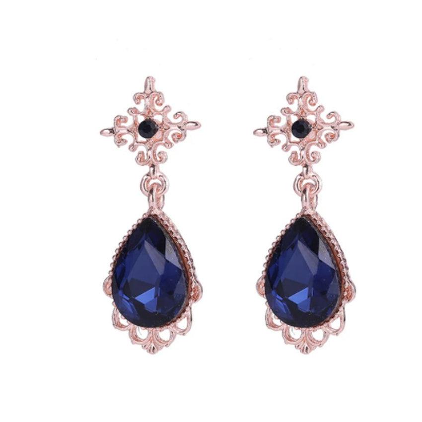 Rose Gold Blue Clip On Earrings