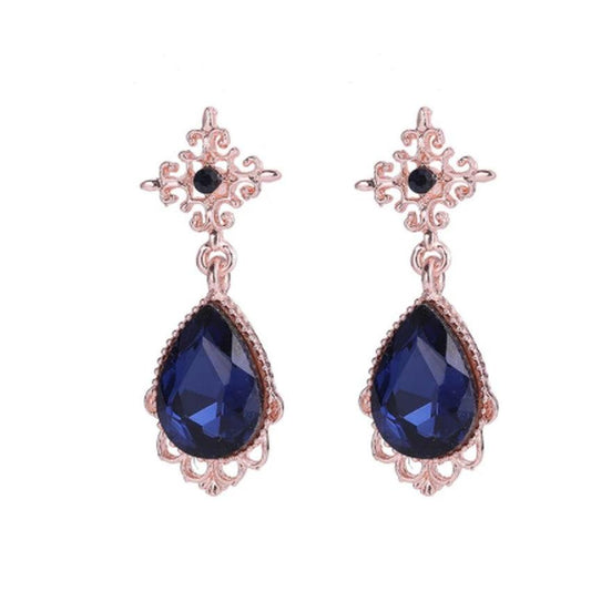 Rose Gold Blue Clip On Earrings