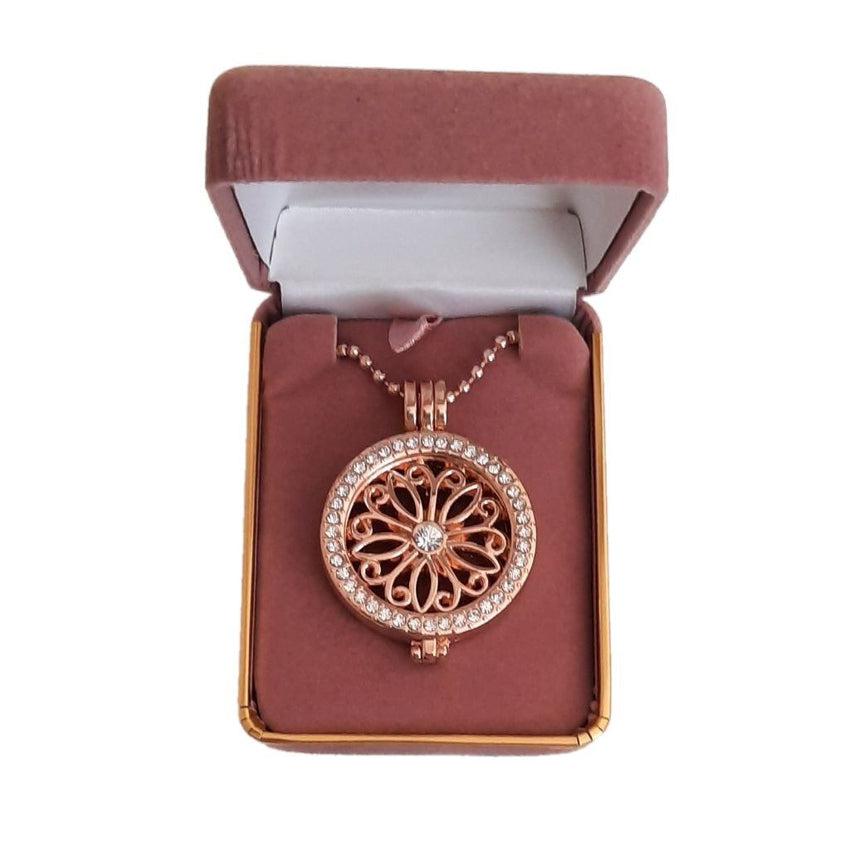 Rose Gold Flower Wheel Coin Necklace
