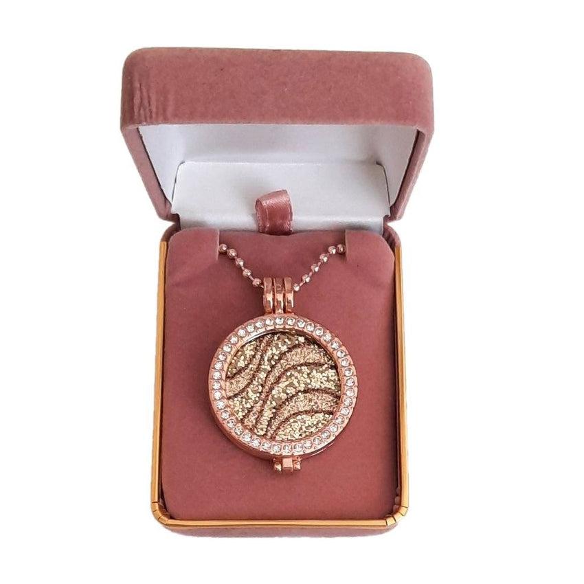 Rose Gold Glitter Stripe Coin Necklace