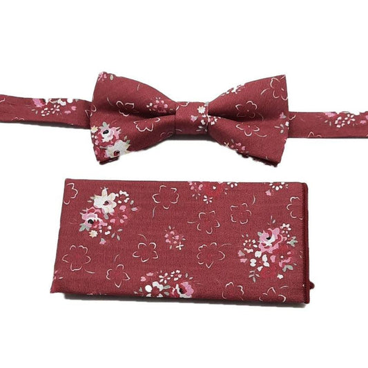 Rose Red Boys Dicky Bow And Hanky Set