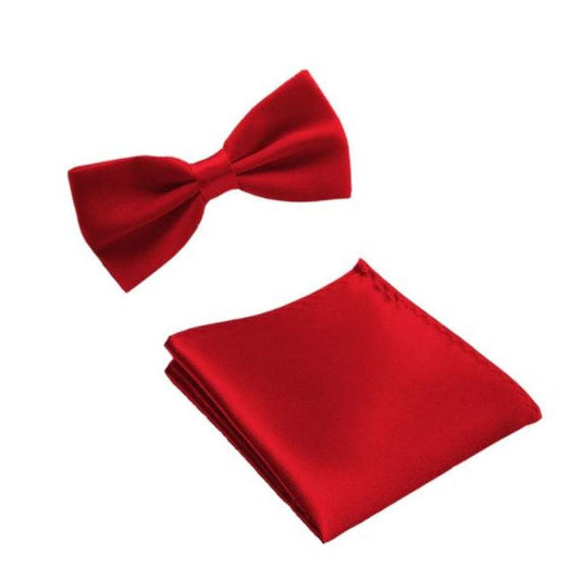 Rose Red Mans Bow Tie And Matching Handkerchief Set