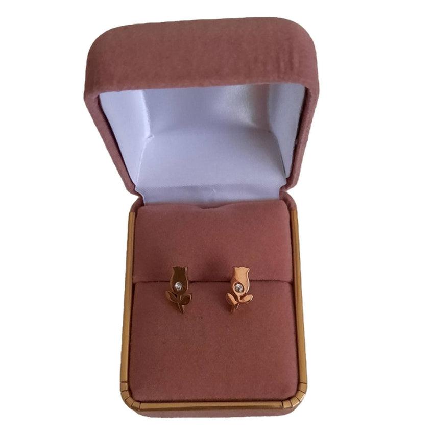 Rose Gold Surgical Steel Tulip Flower Earrings