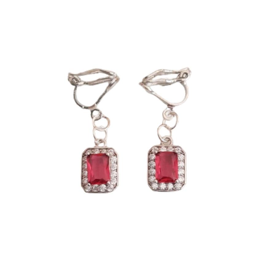 Rose Pink Diamante Clip On Earrings