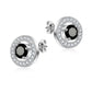 Round Black Centre Cubic Zirconia Stud Earrings