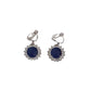 Round Blue Crystal Clip On Earrings