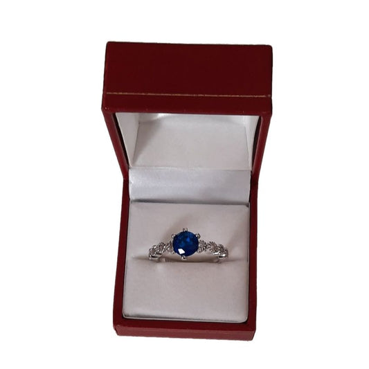 Round Blue Stone Silver Ring
