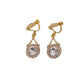 Round Drop Bling Gold Clip On Earrings