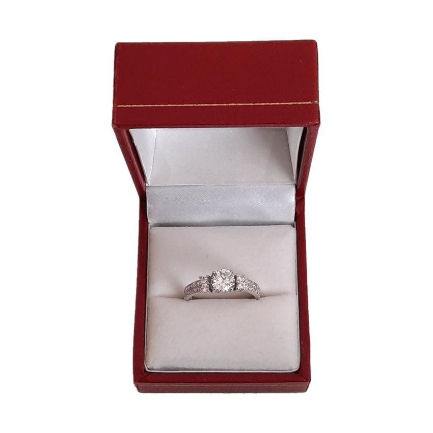 Round Solitaire Cubic Zirconia Set Band Ring