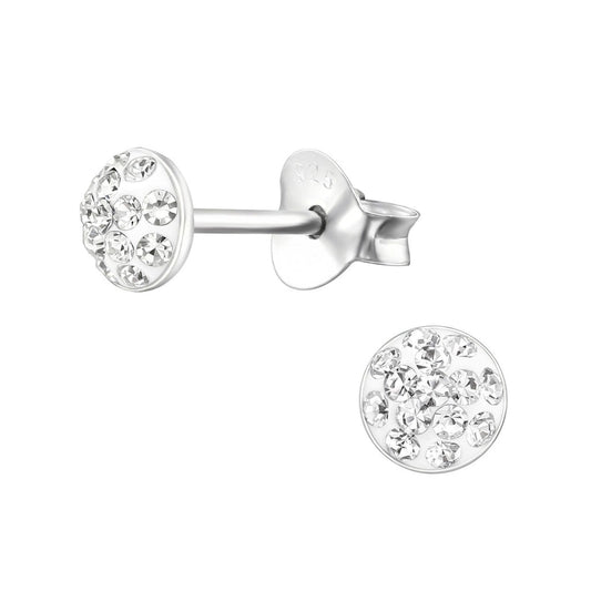 Round Crystal Stone Sterling Silver Earrings