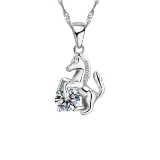 Round Cubic Zirconia Pretty Horse Pendant