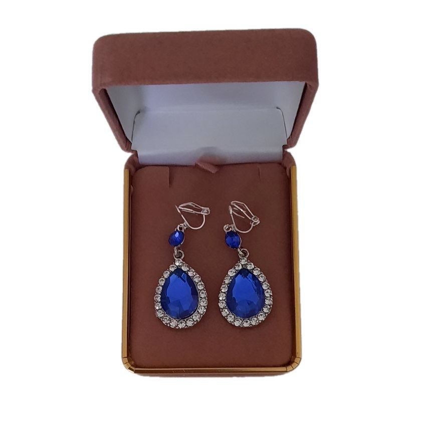 Royal Blue And Crystal Clip On Earrings(2)