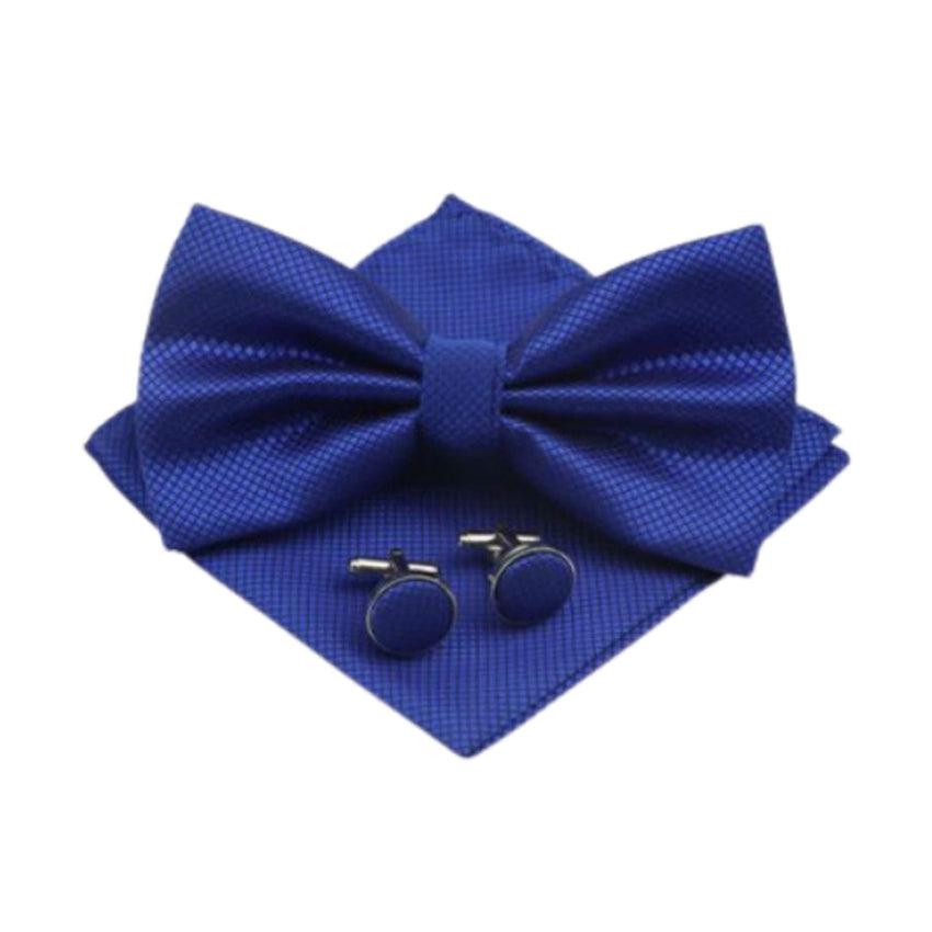 Royal Blue Cufflinks Bow Tie And Hanky Set