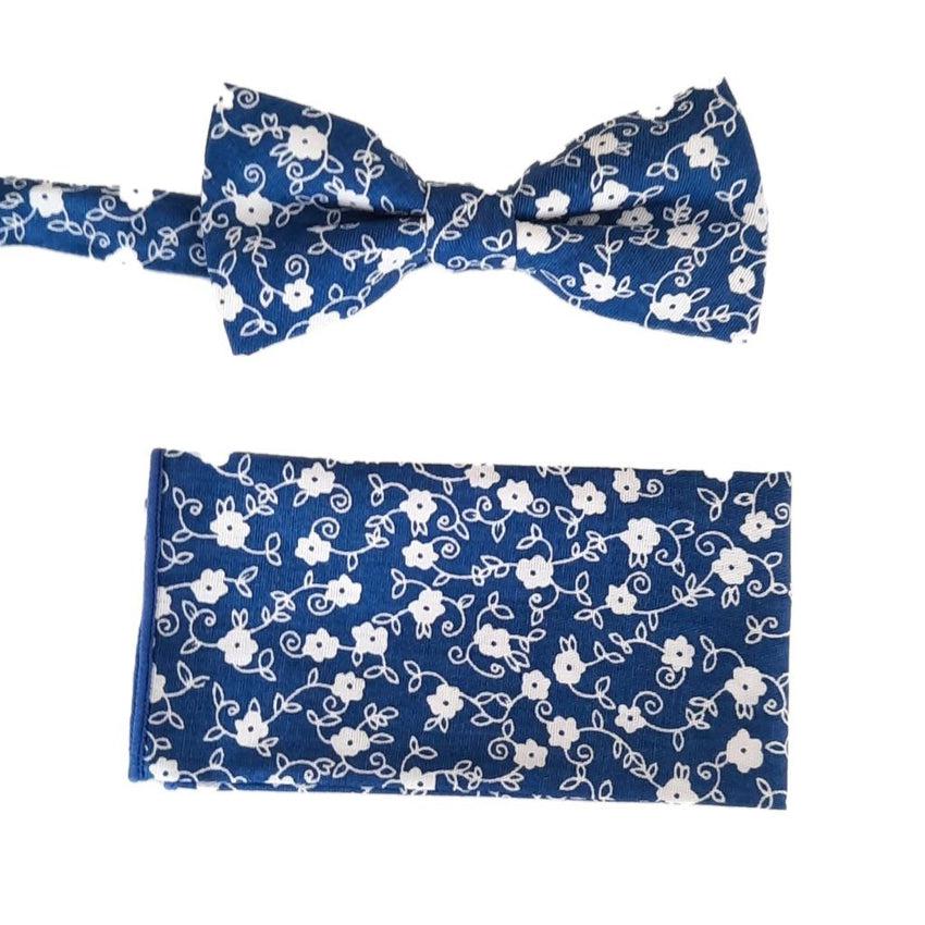 Royal Blue Flower Boys Adjustable Bow Tie Set