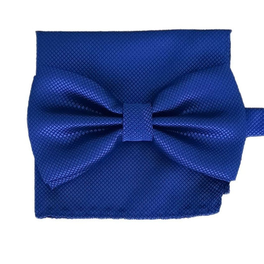 Royal Blue Patterned Bow Tie Dicky Bow Hanky Set