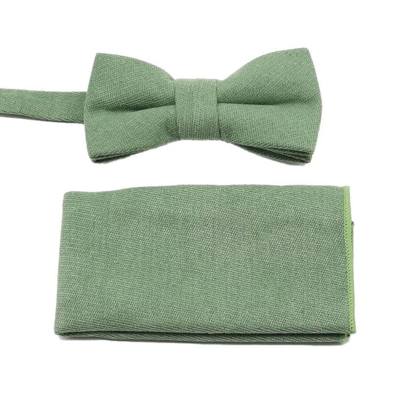 Sage Green Matching Bow Tie And Handkerchief Set