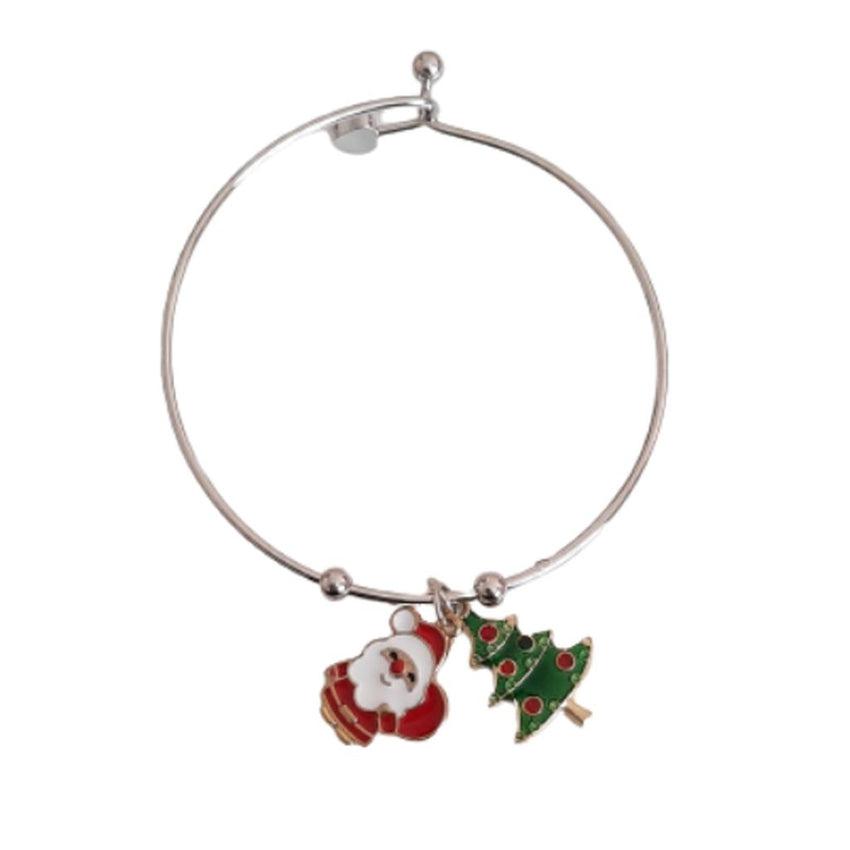 Santa And Tree Charm Christmas Bangle