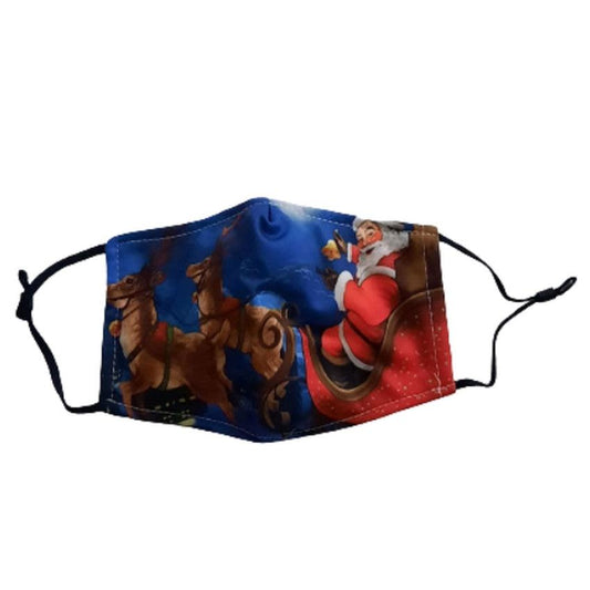 Santa And Reindeer Sleigh Face Mask