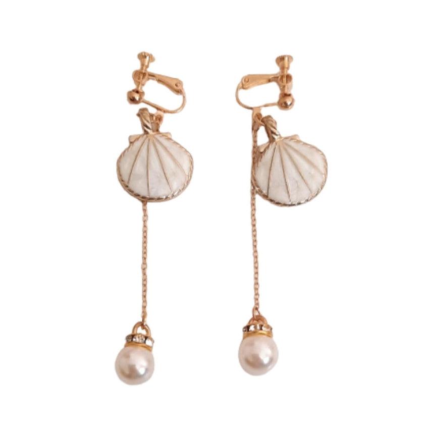 Screw Back Pearl Shell Clip On Earrings