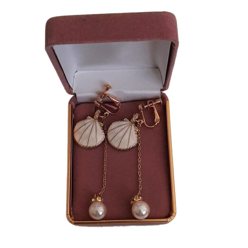Screw Back Pearl Shell Clip On Earrings