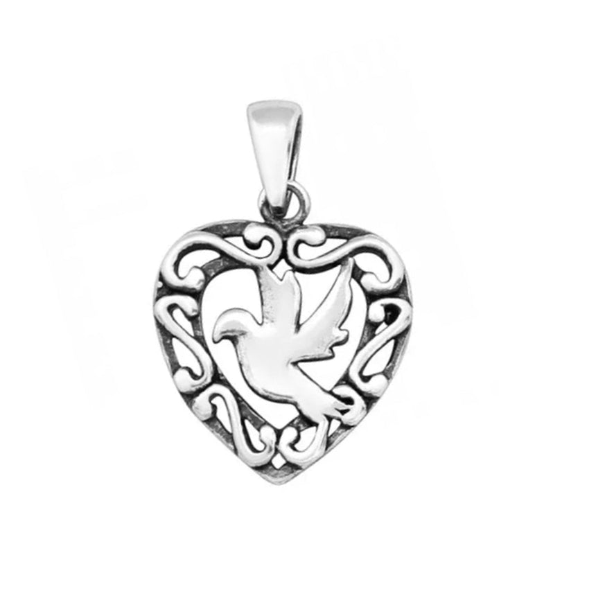 Scroll Surround Sterling Silver Dove Confirmation Necklace