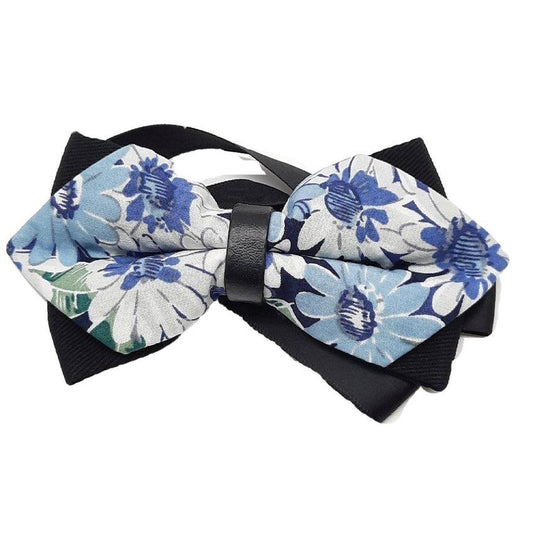 Shades of Blue Floral Patterned Bow Tie