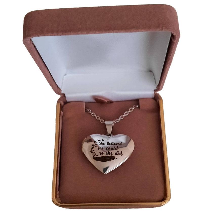She Believed She Could So She Did Silver Plated Locket