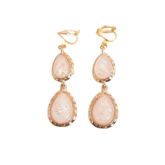 Shimmer Pearl Drop Clip On Earrings