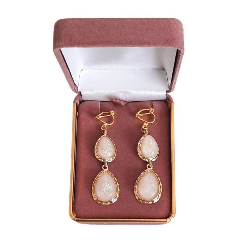 Shimmer Pearl Drop Clip On Earrings