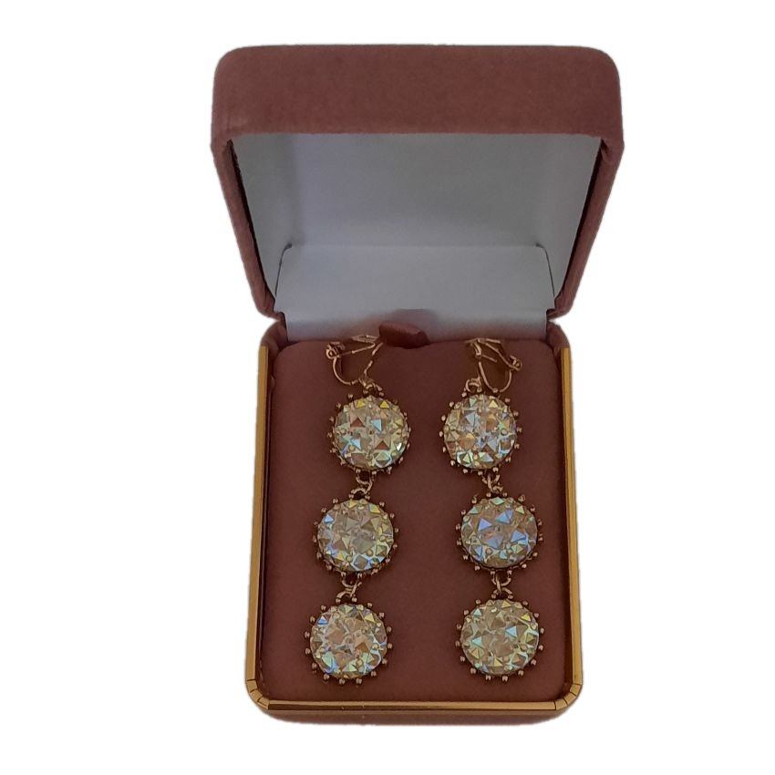 Shimmery Bling Diamante And Gold Clip On Earrings(2)