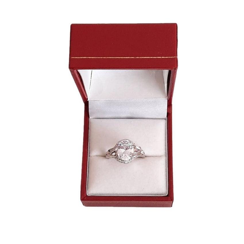 Silver 12mm Fancy Side Setting Cubic Zirconia Ring With a Large Centre Stone