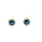 Silver Cluster Earrings With a Blue Centre Stone And CZ