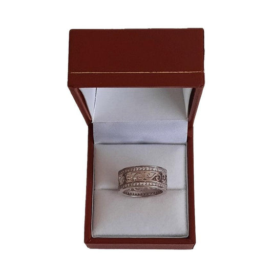 Silver Double Edged Pattern Silver Ring